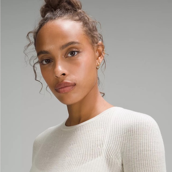 NWT Ribbed Wool-Silk-Blend Light Sweater BONE size S - Picture 4 of 7